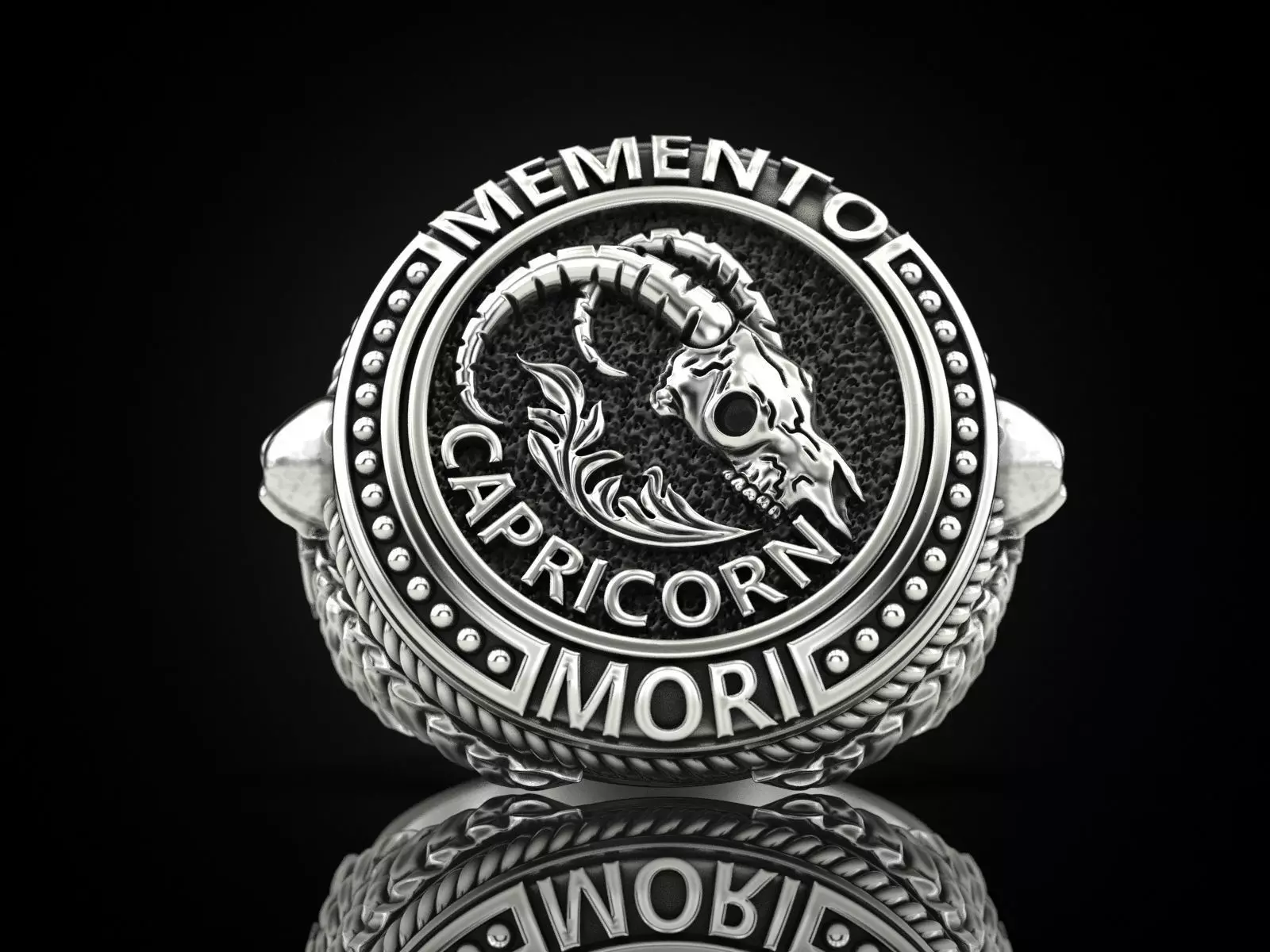 Zodiac skull ring Capricorn 3D print model_0