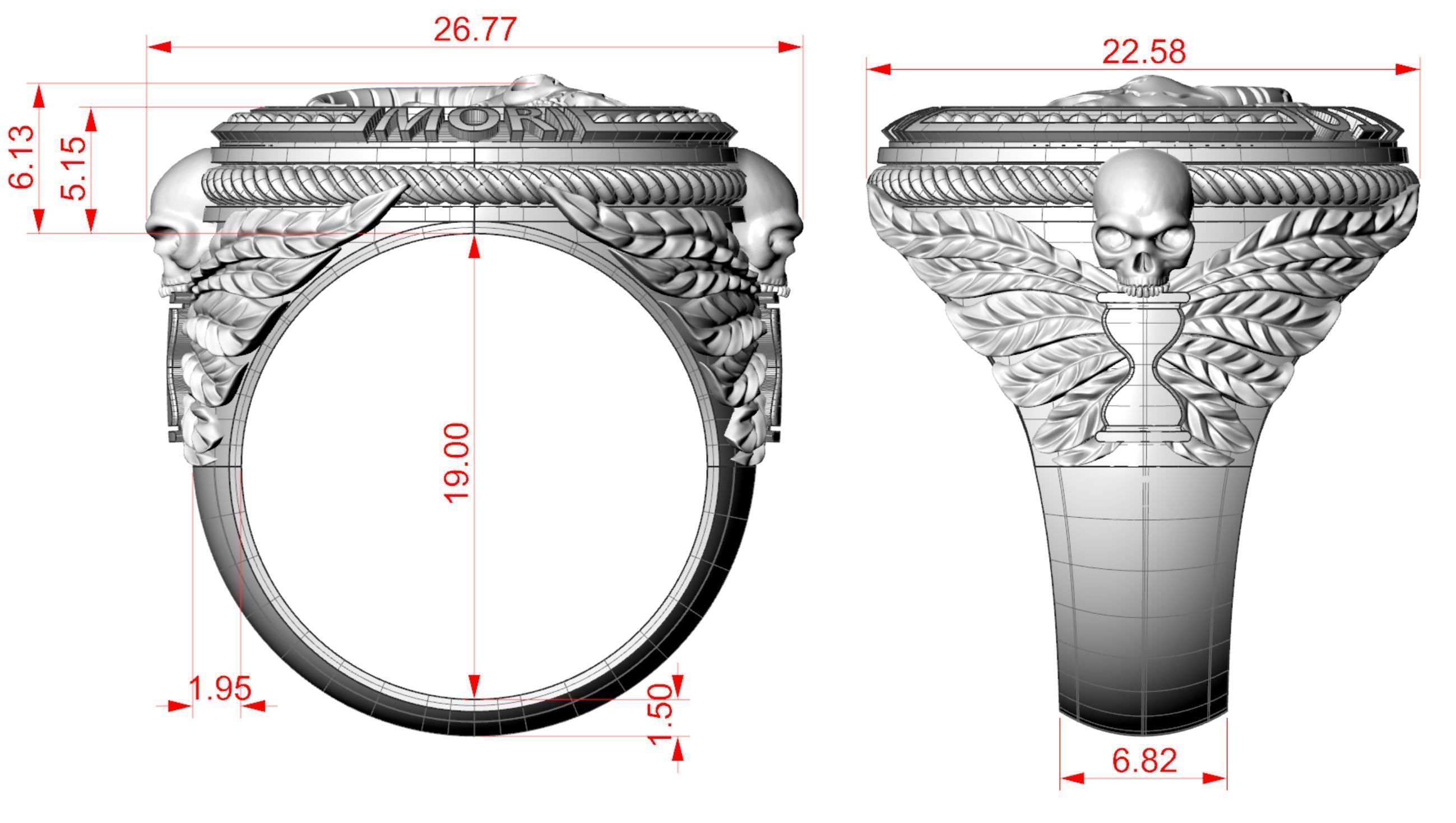 Zodiac skull ring Capricorn 3D print model_9