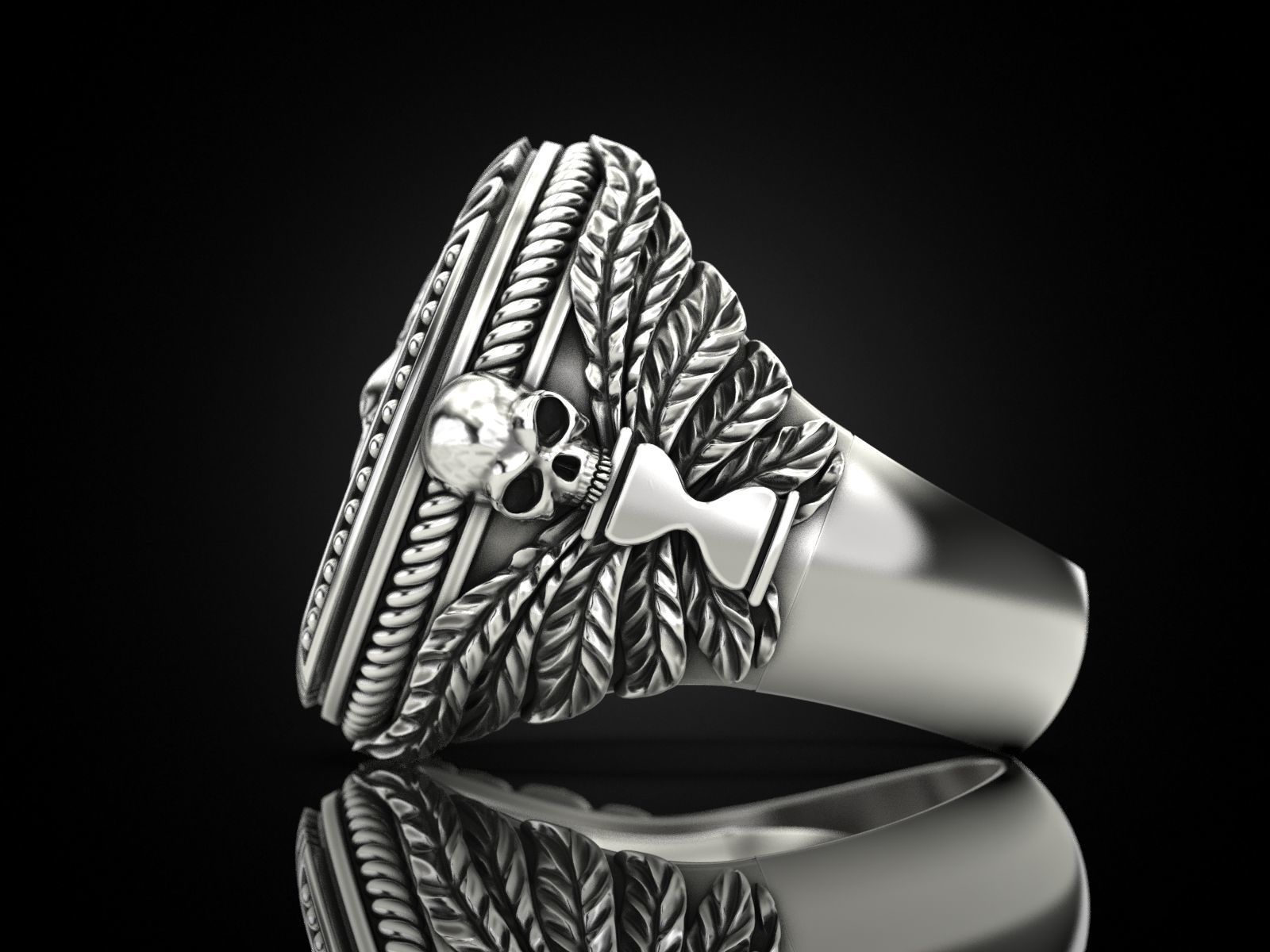 Zodiac skull ring Capricorn 3D print model_5