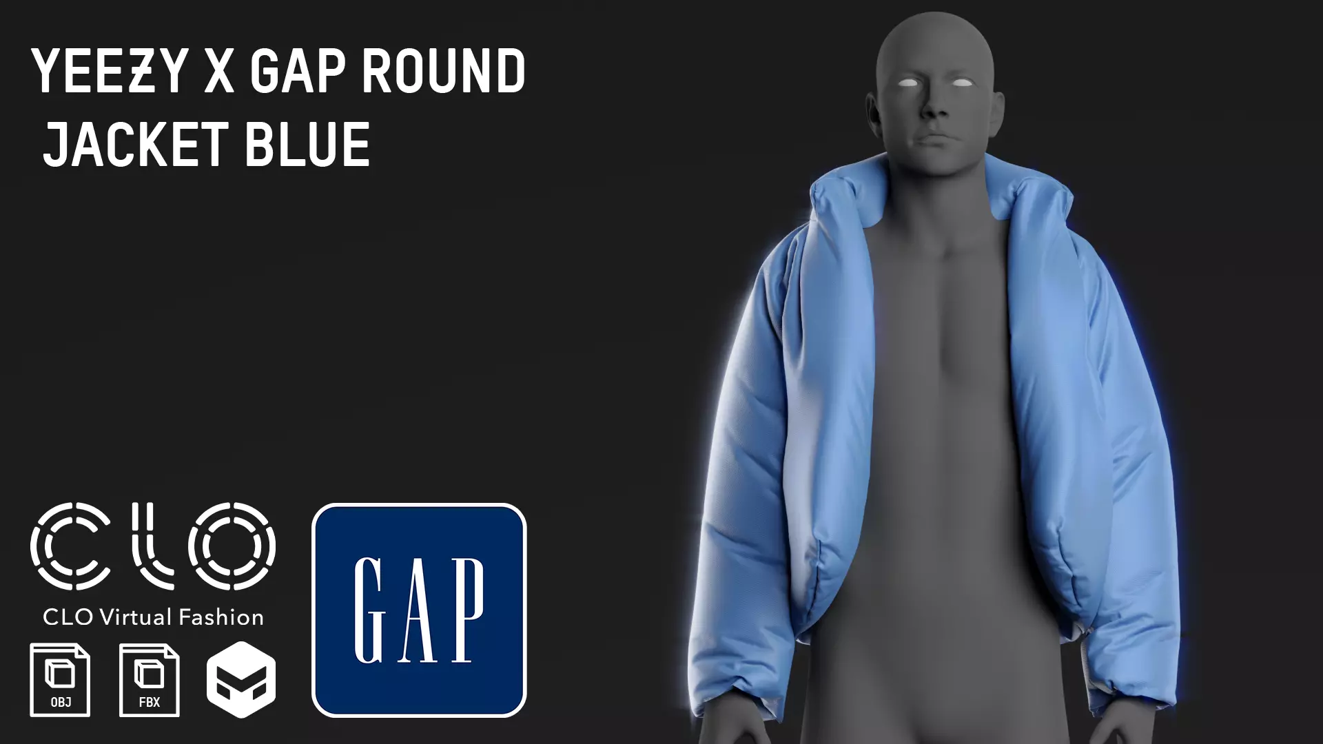KANYE WEST YEEZY x GAP ROUND JACKET BLUE  3D model_0