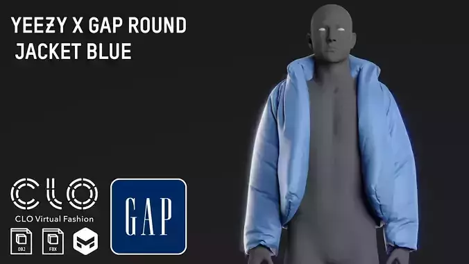 KANYE WEST YEEZY x GAP ROUND JACKET BLUE  3D model