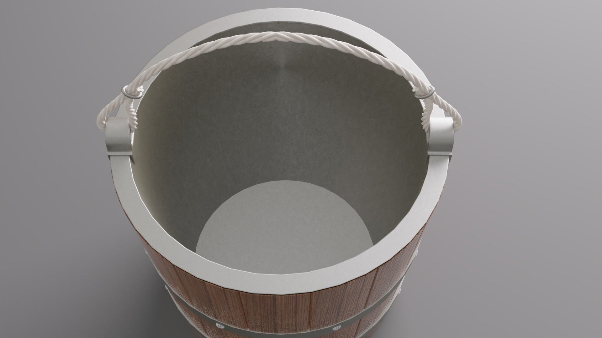 Bucket wooden with handles 3D model_3