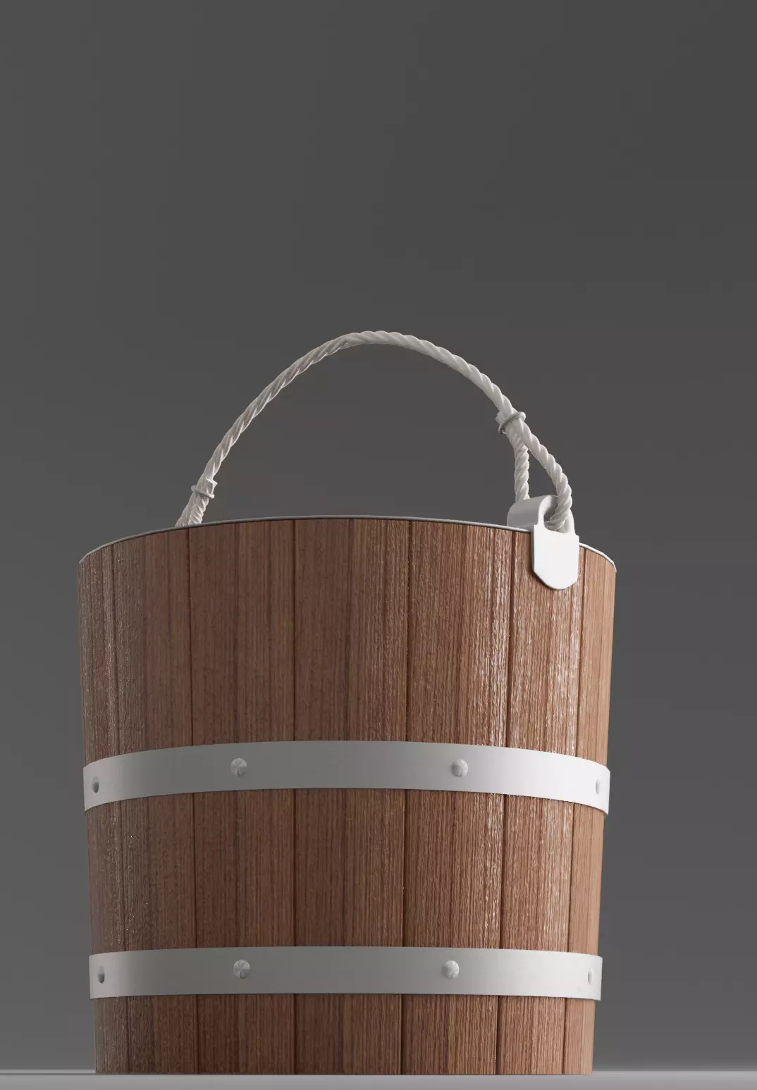 Bucket wooden with handles 3D model_0