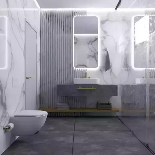 BATHROOM SET towel hanging on wall