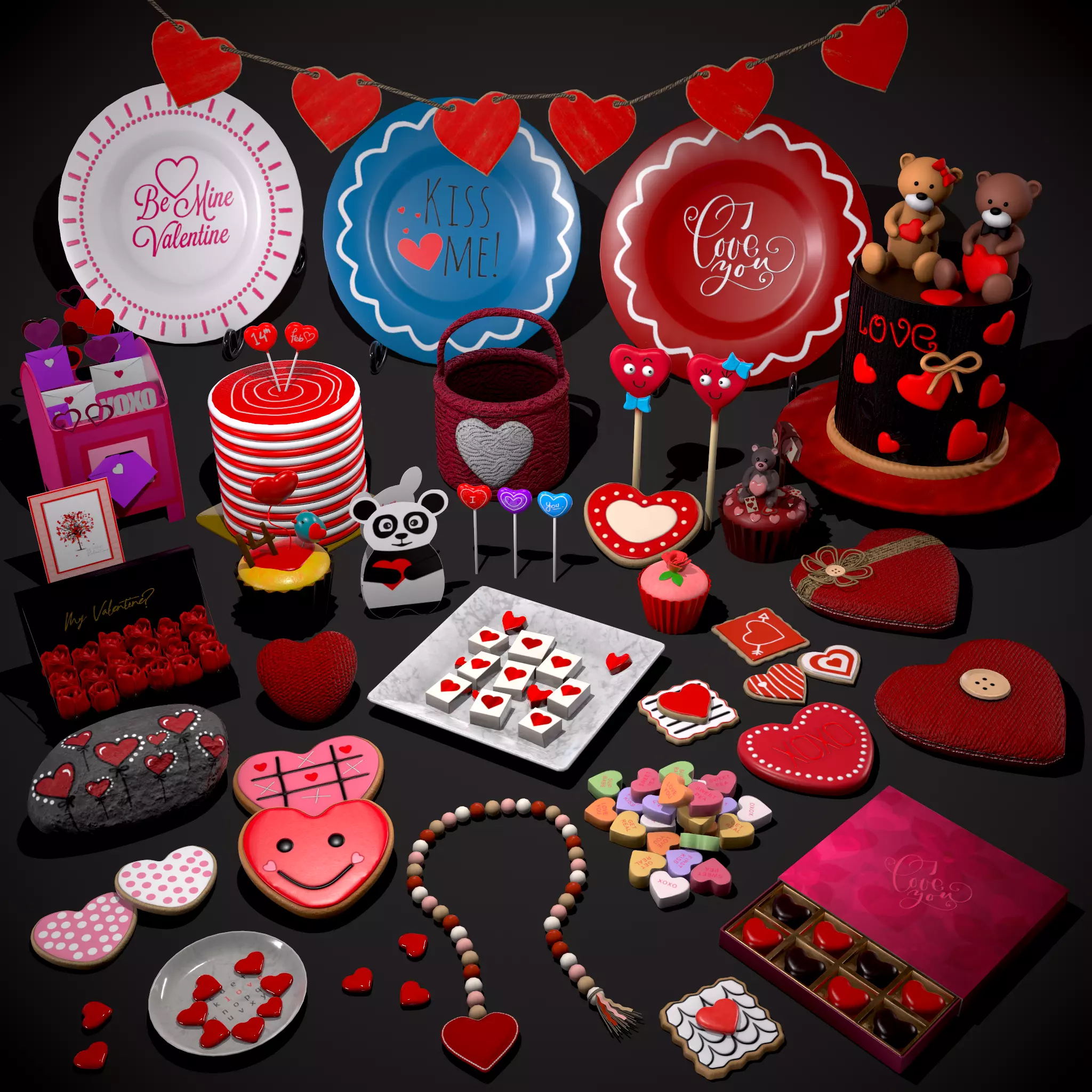 Valentines Full Romantic Pack 3D Model Collection_0