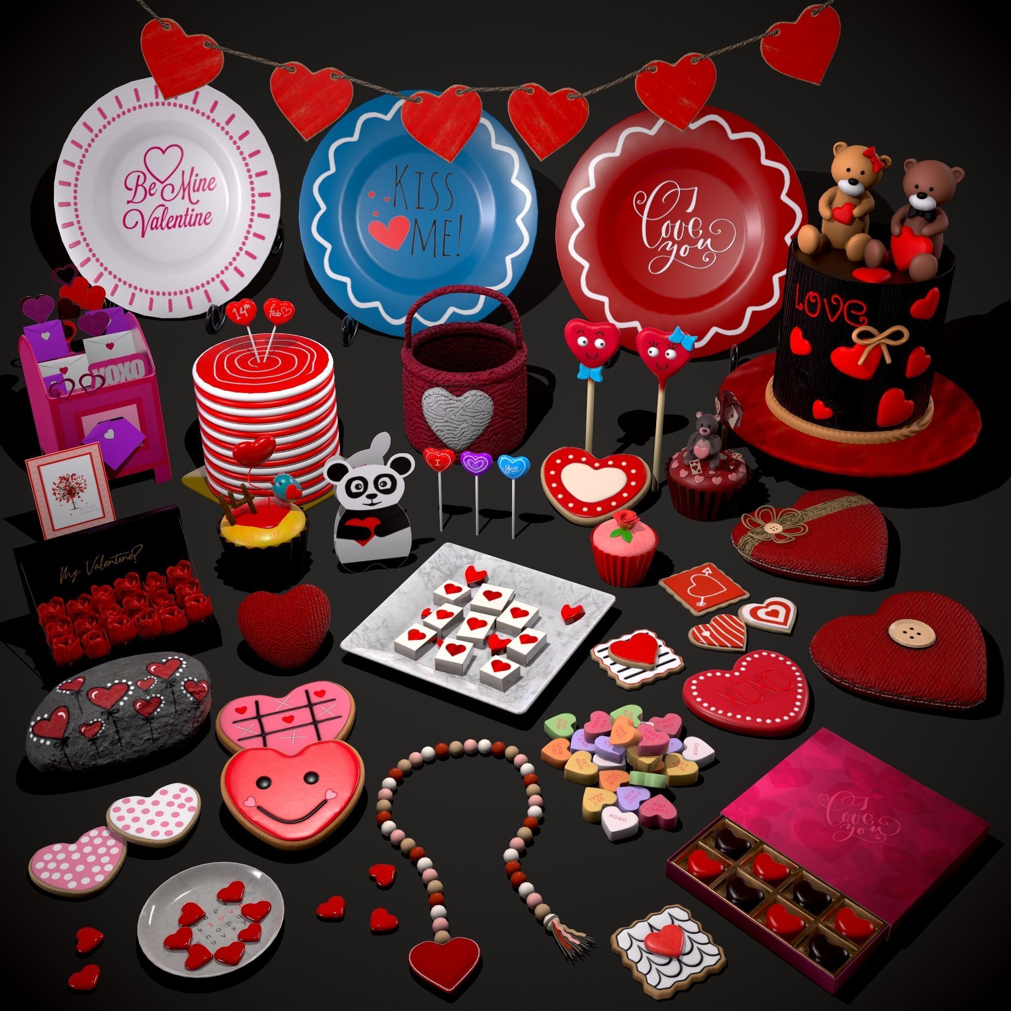 Valentines Full Romantic Pack 3D Model Collection_22