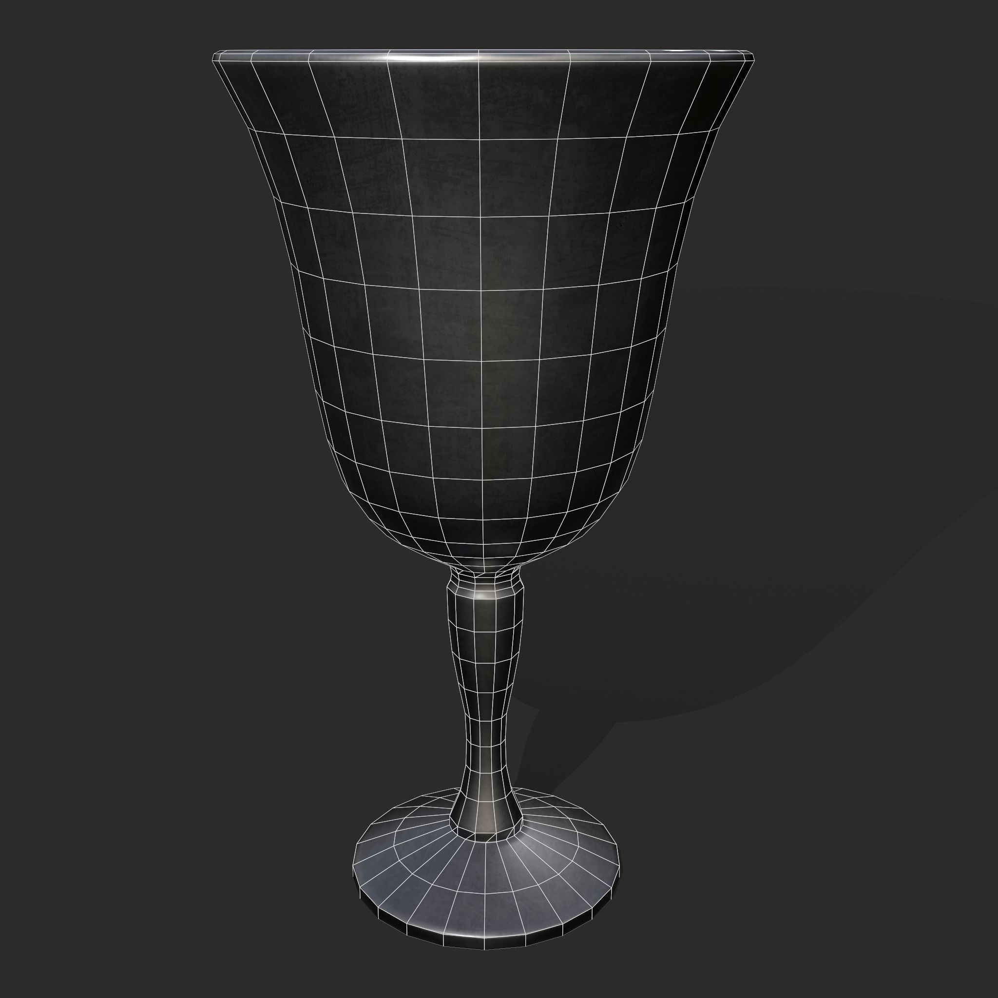 Fluted Pewter Cup Low-poly 3D model_20