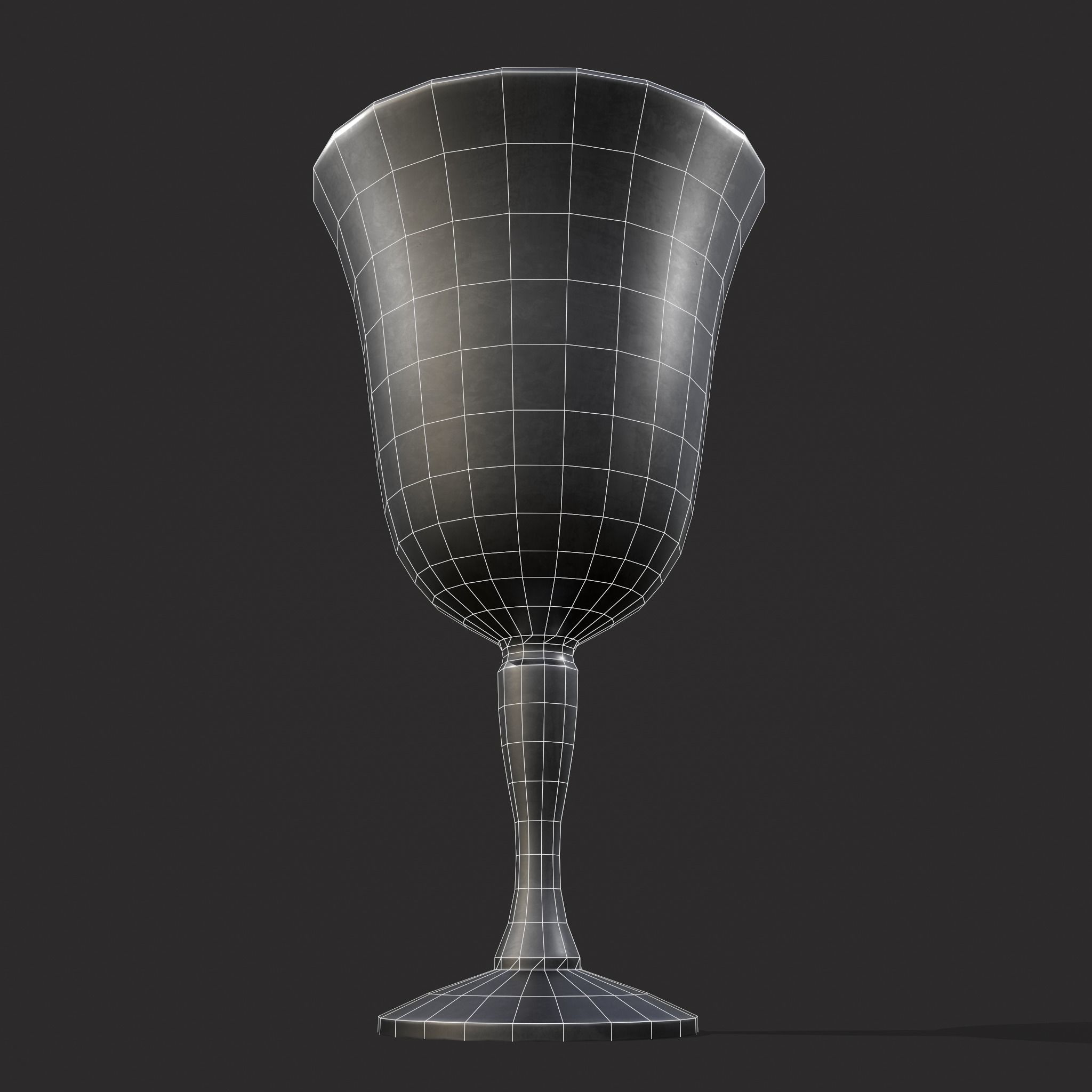 Fluted Pewter Cup Low-poly 3D model_6
