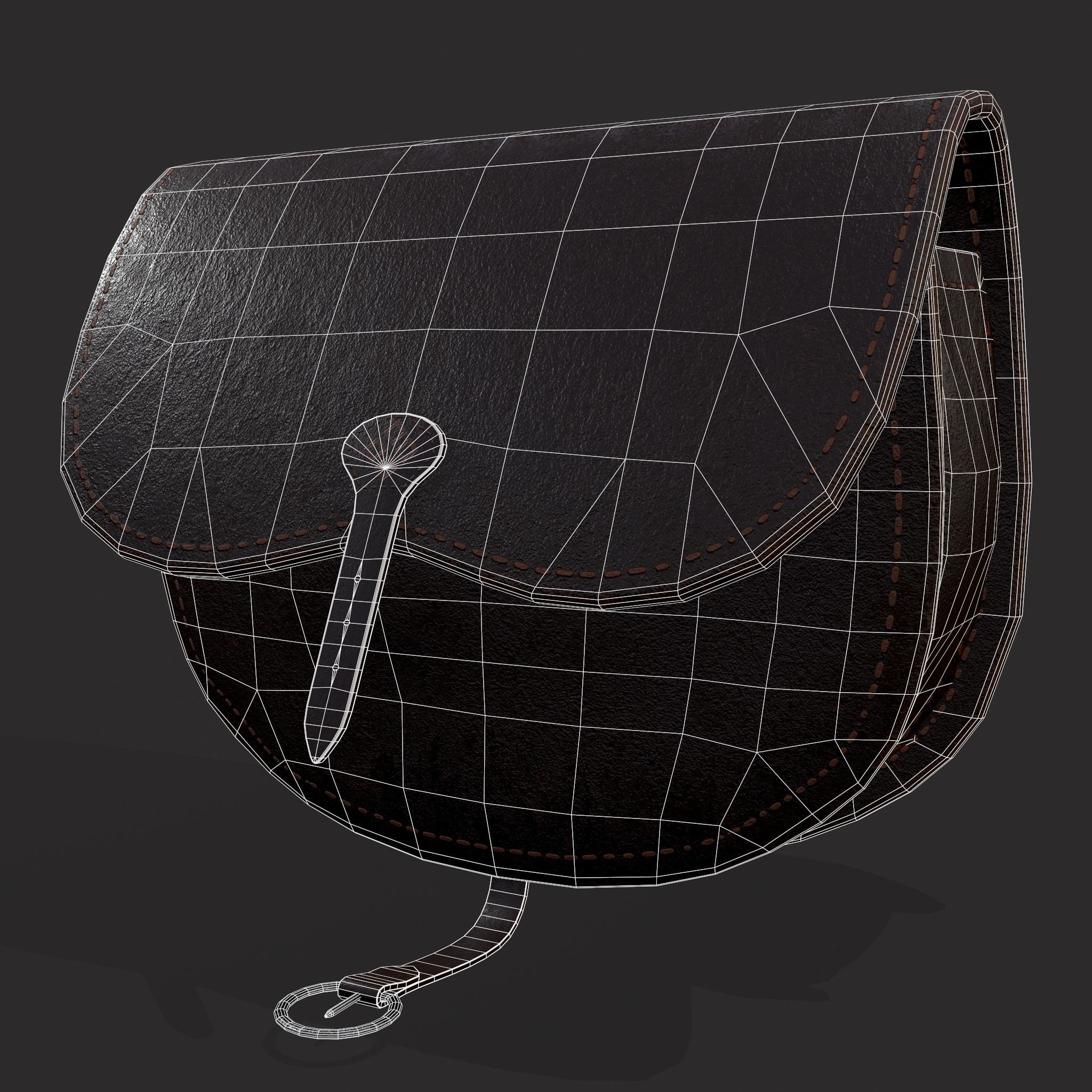 Leather Hip Bag Low-poly 3D model_16