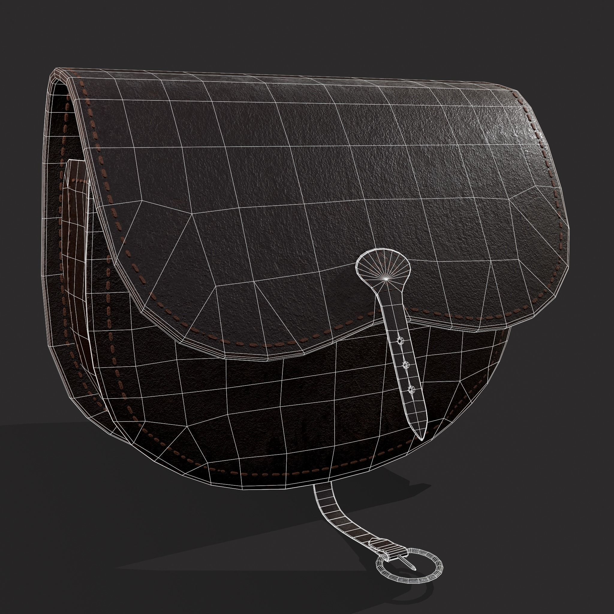 Leather Hip Bag Low-poly 3D model_2