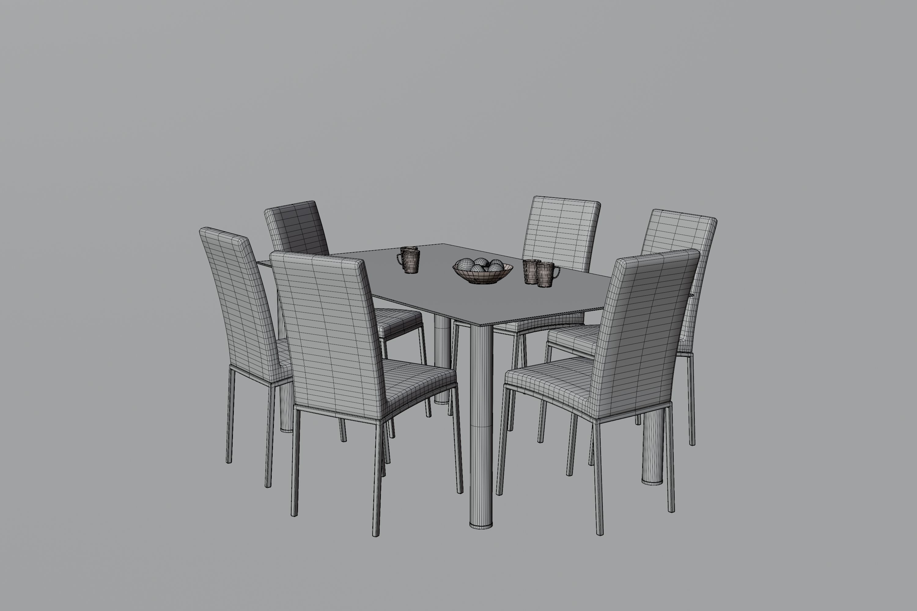 Dining Table Low-poly 3D model_9