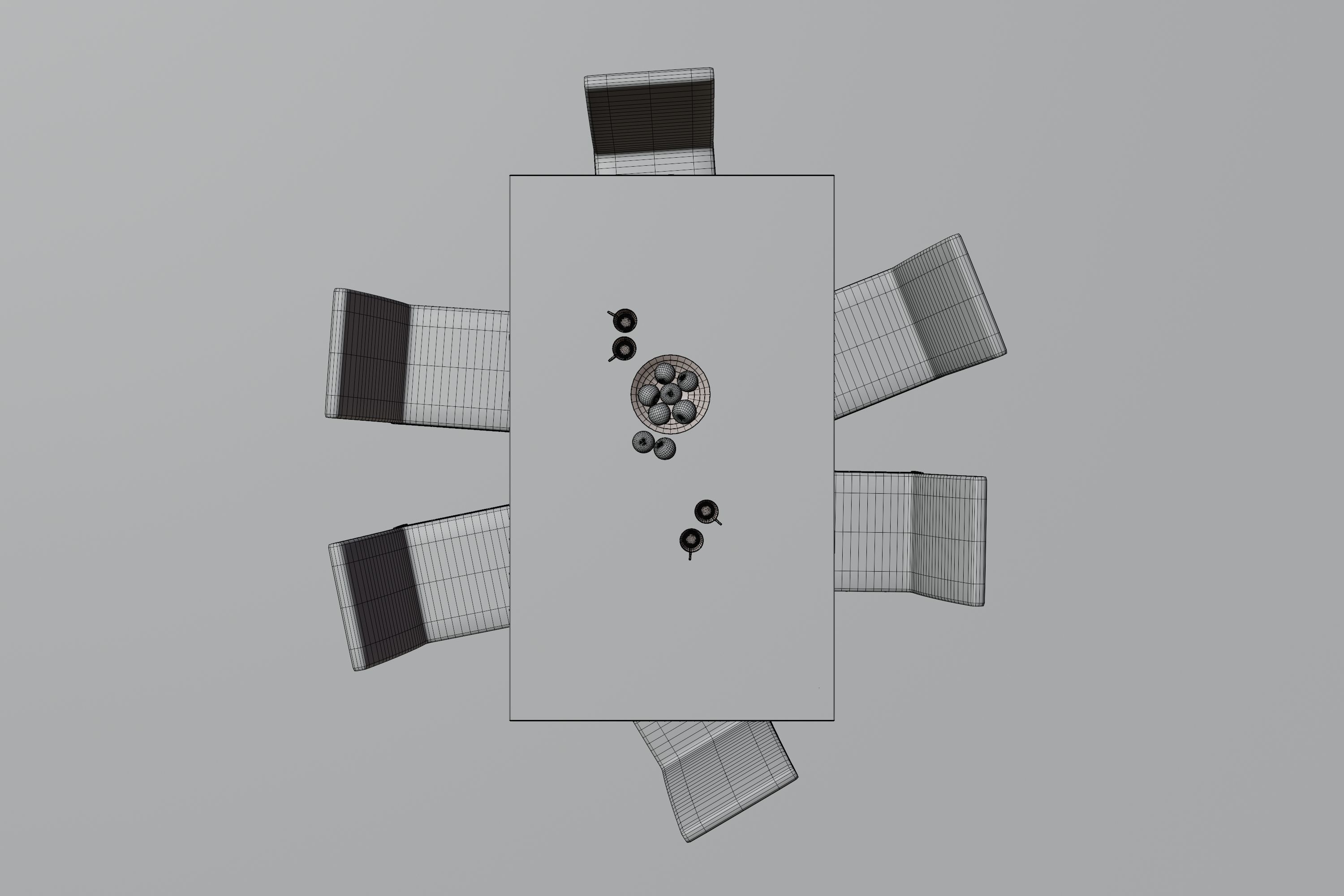 Dining Table Low-poly 3D model_17