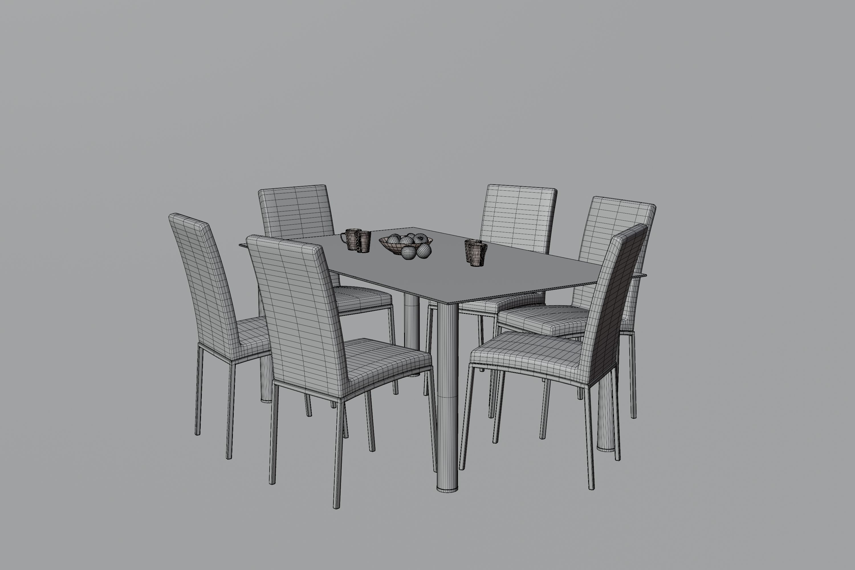 Dining Table Low-poly 3D model_7