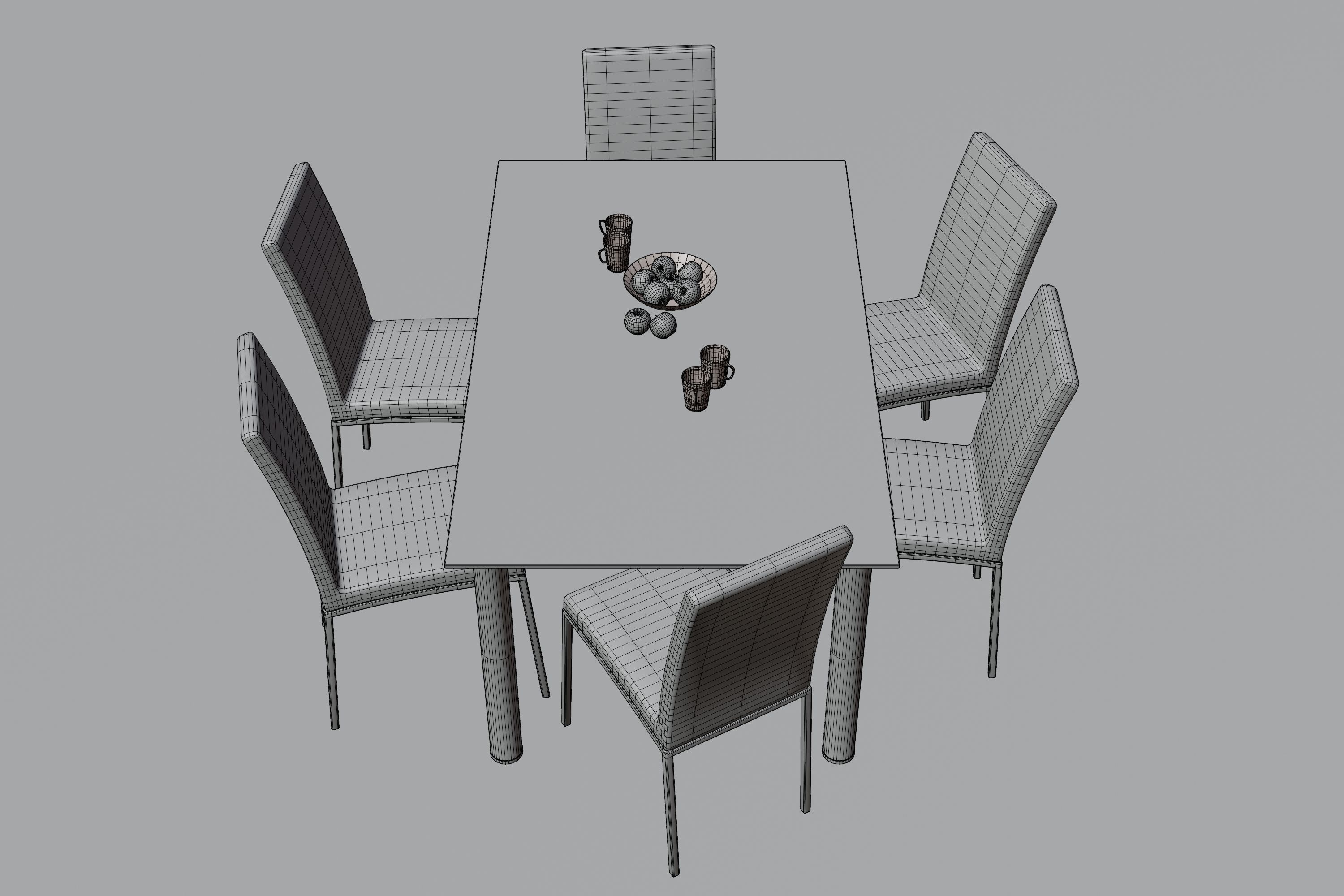 Dining Table Low-poly 3D model_15