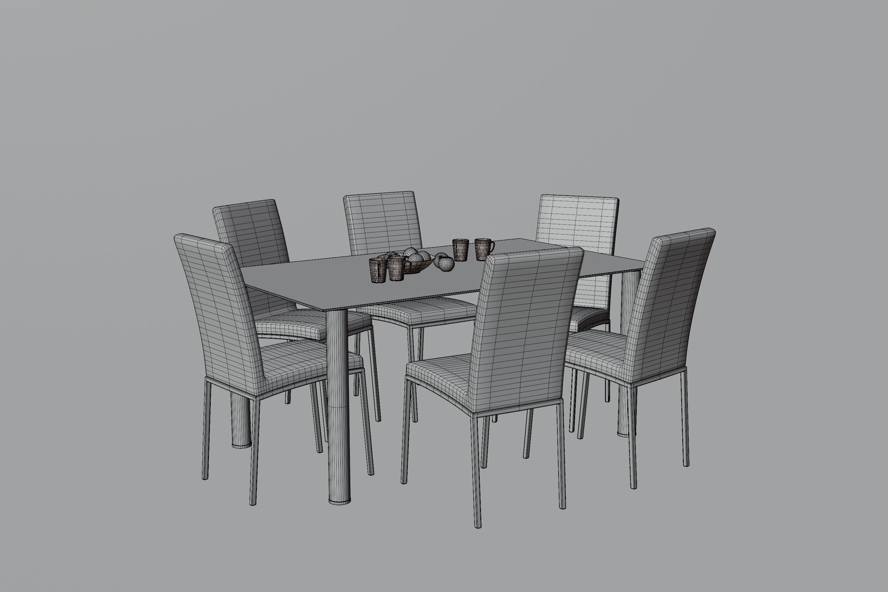 Dining Table Low-poly 3D model_3