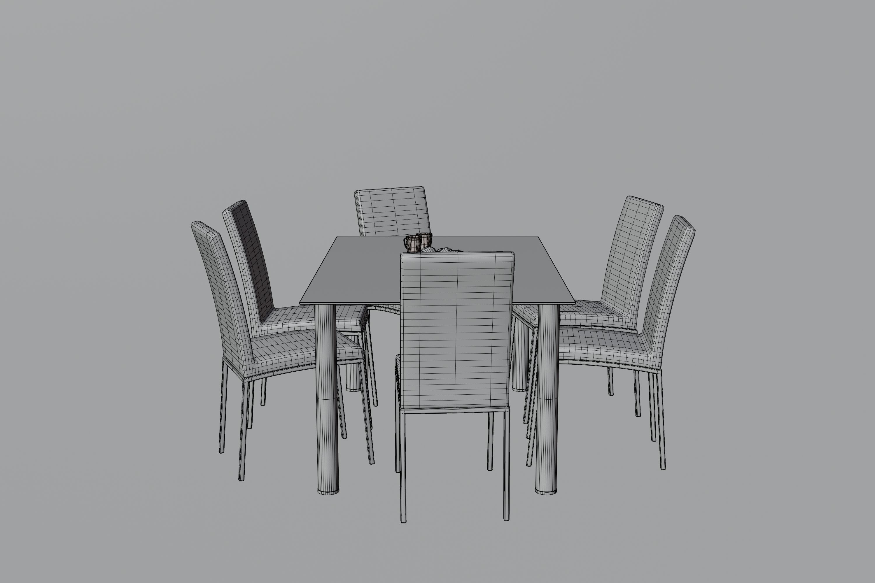 Dining Table Low-poly 3D model_5