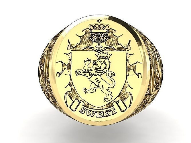 Ring crown lion insignia shield  sweet 3D print model