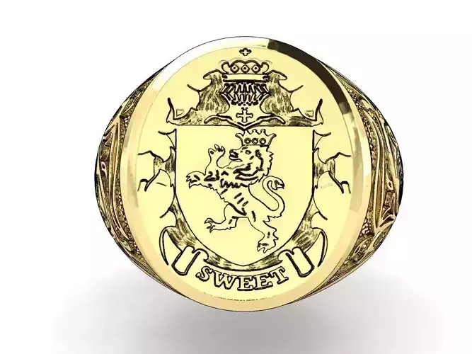 Ring crown lion insignia shield  sweet 3D print model