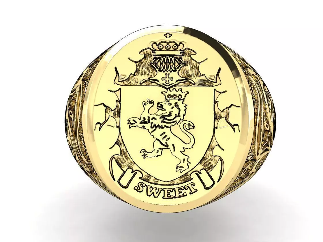 Ring crown lion insignia shield sweet 3D print model