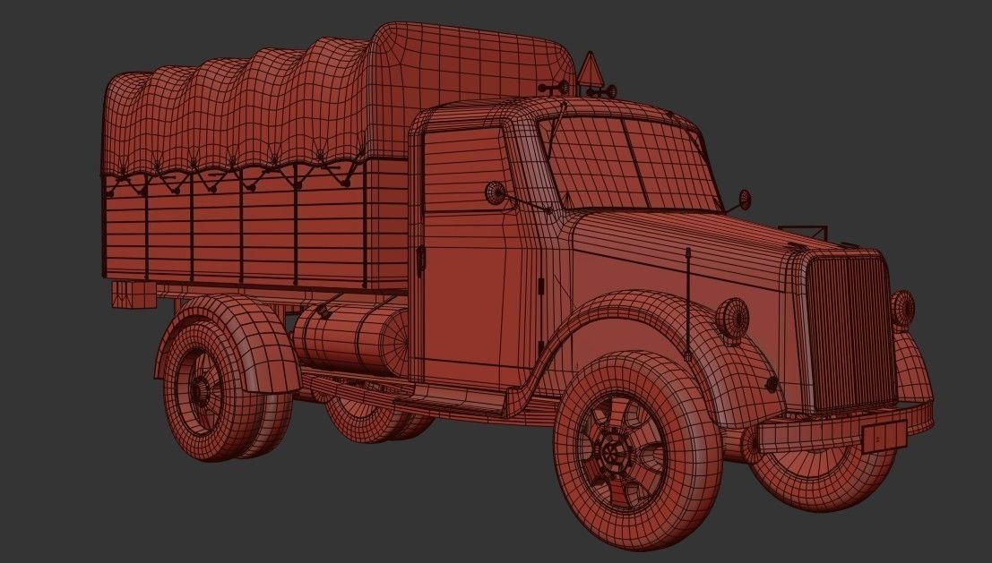 Old Transport Truck  Low-poly 3D model_23
