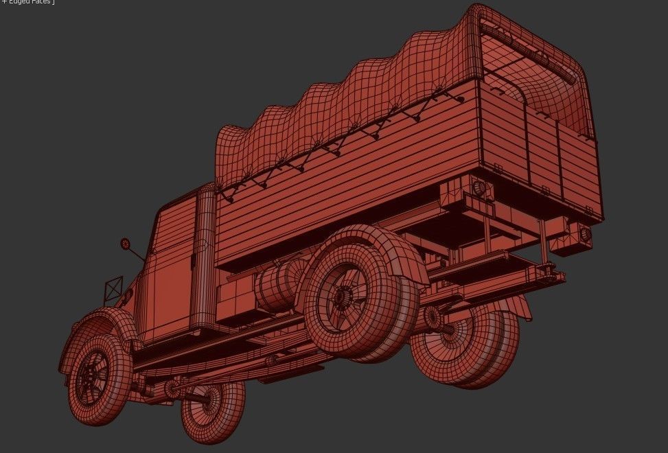 Old Transport Truck  Low-poly 3D model_22