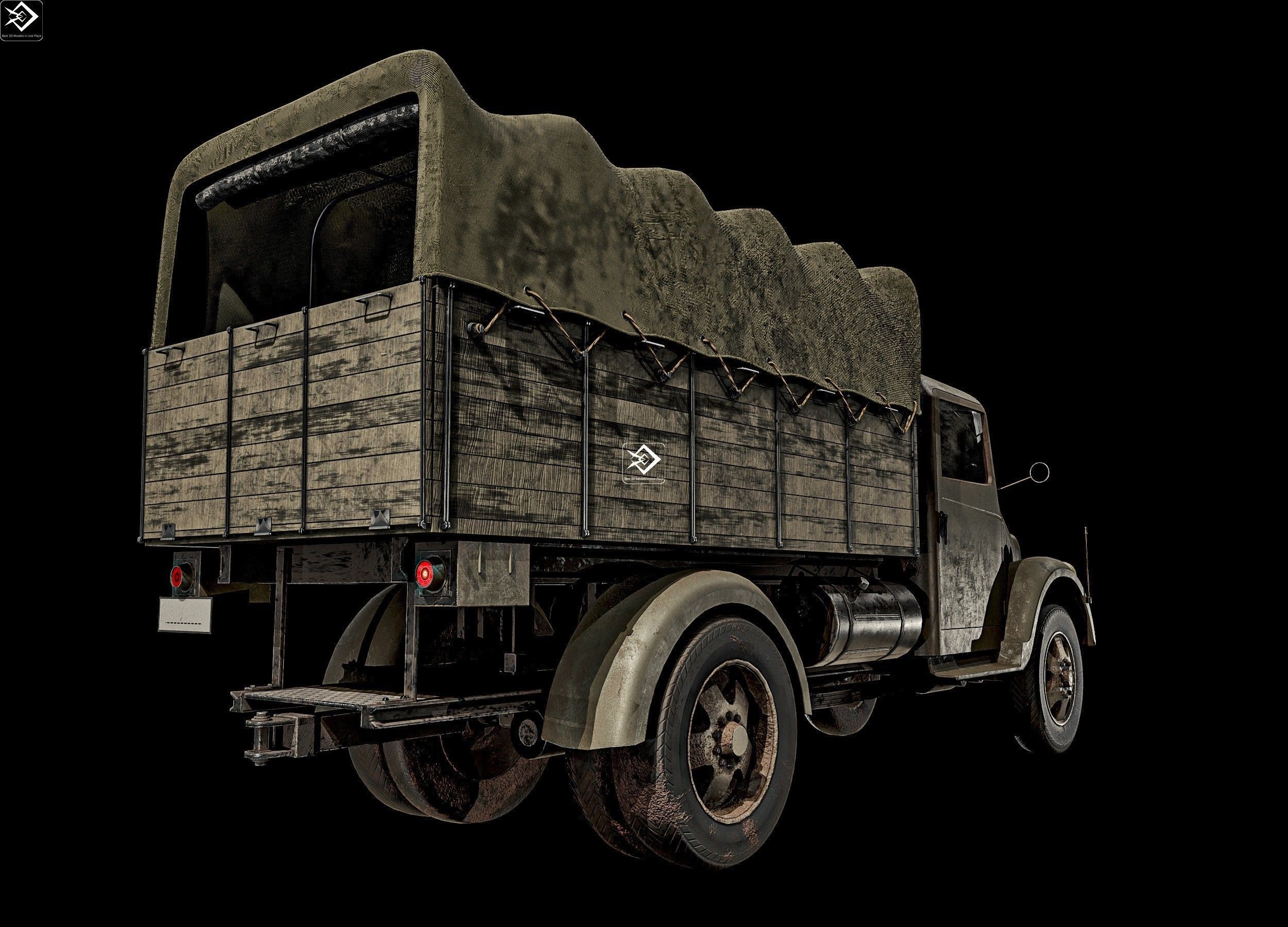 Old Transport Truck  Low-poly 3D model_16