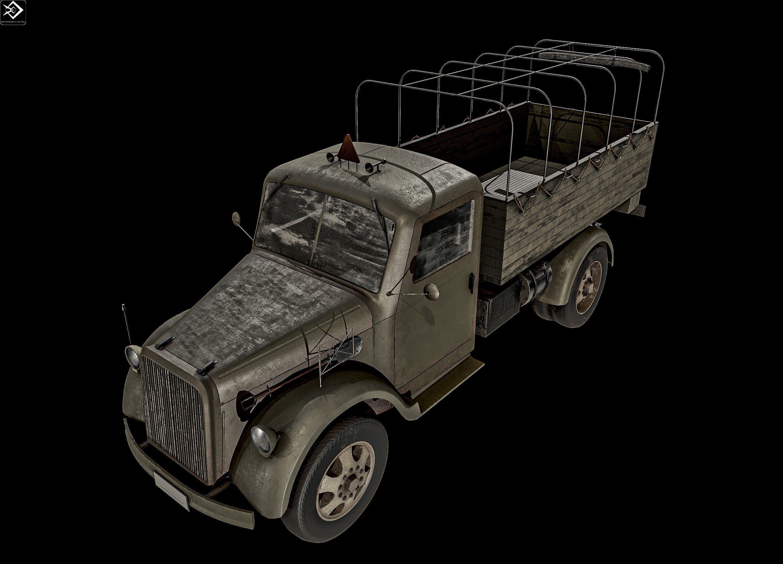 Old Transport Truck  Low-poly 3D model_19
