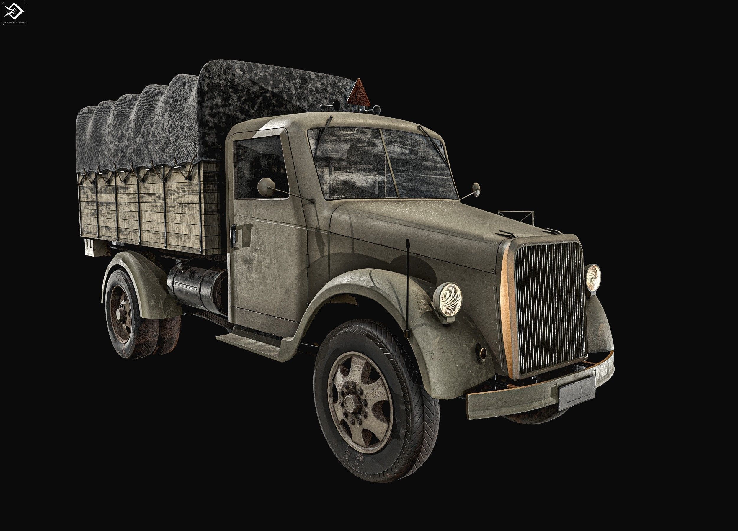 Old Transport Truck  Low-poly 3D model_17