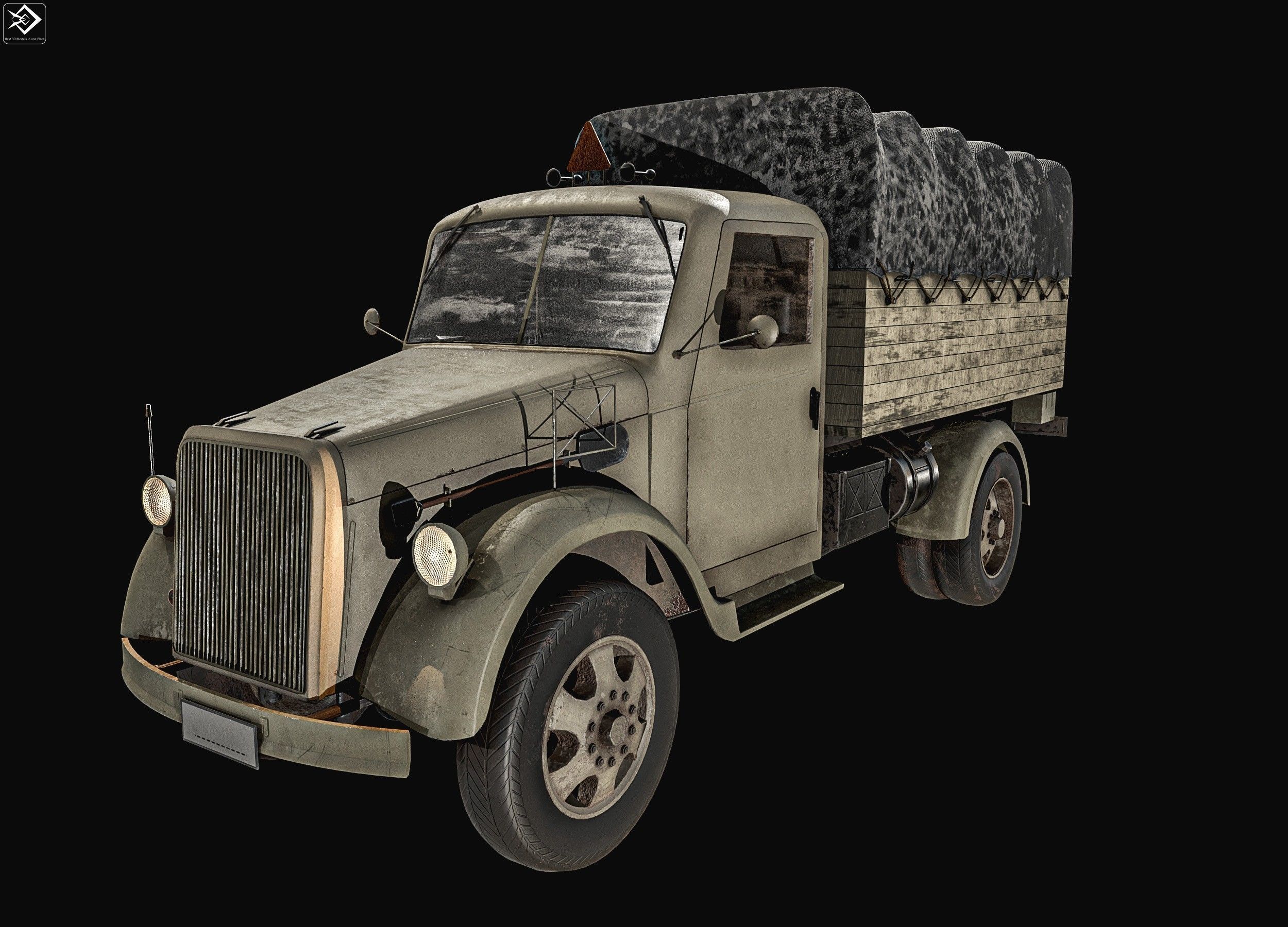 Old Transport Truck  Low-poly 3D model_18
