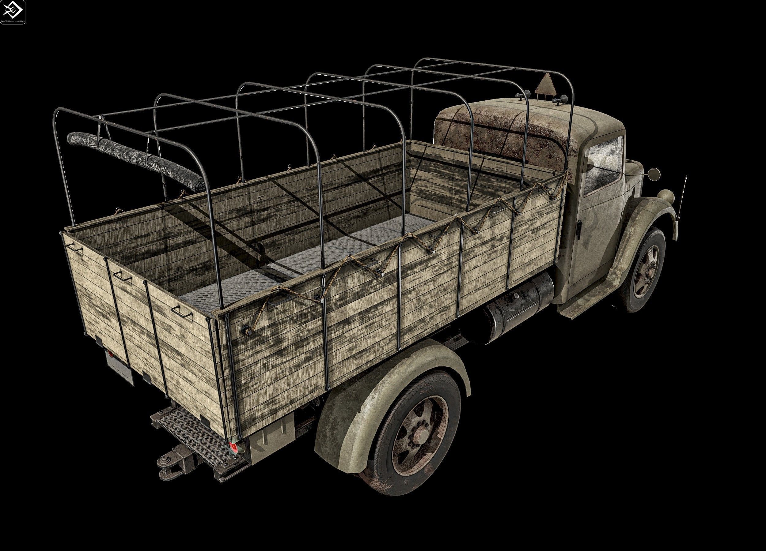 Old Transport Truck  Low-poly 3D model_10