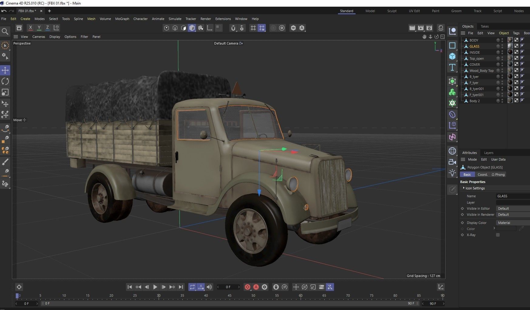 Old Transport Truck  Low-poly 3D model_20