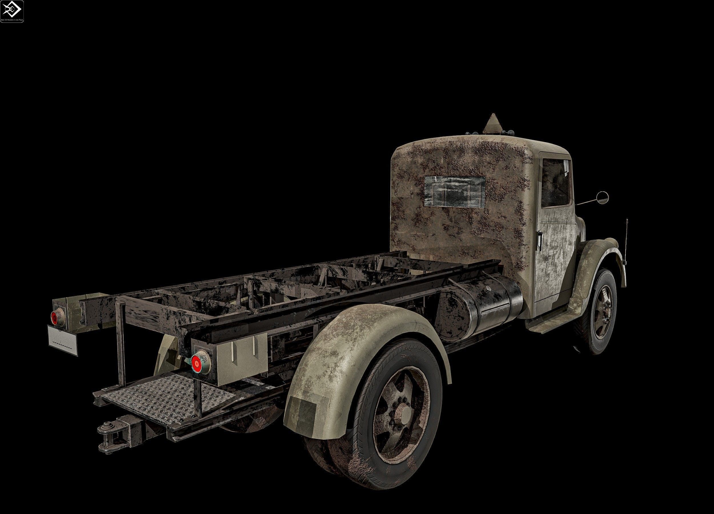 Old Transport Truck  Low-poly 3D model_11