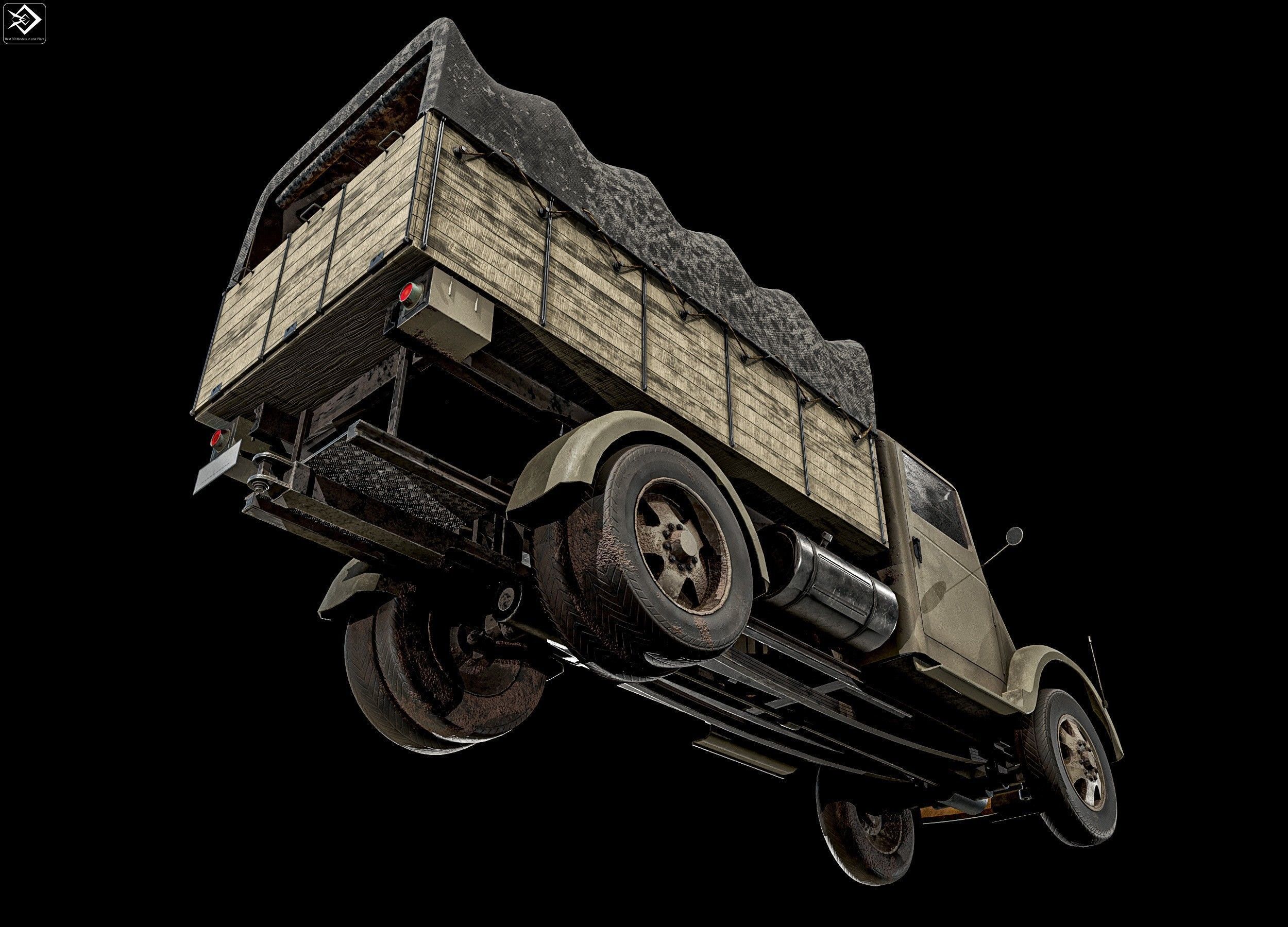 Old Transport Truck  Low-poly 3D model_6