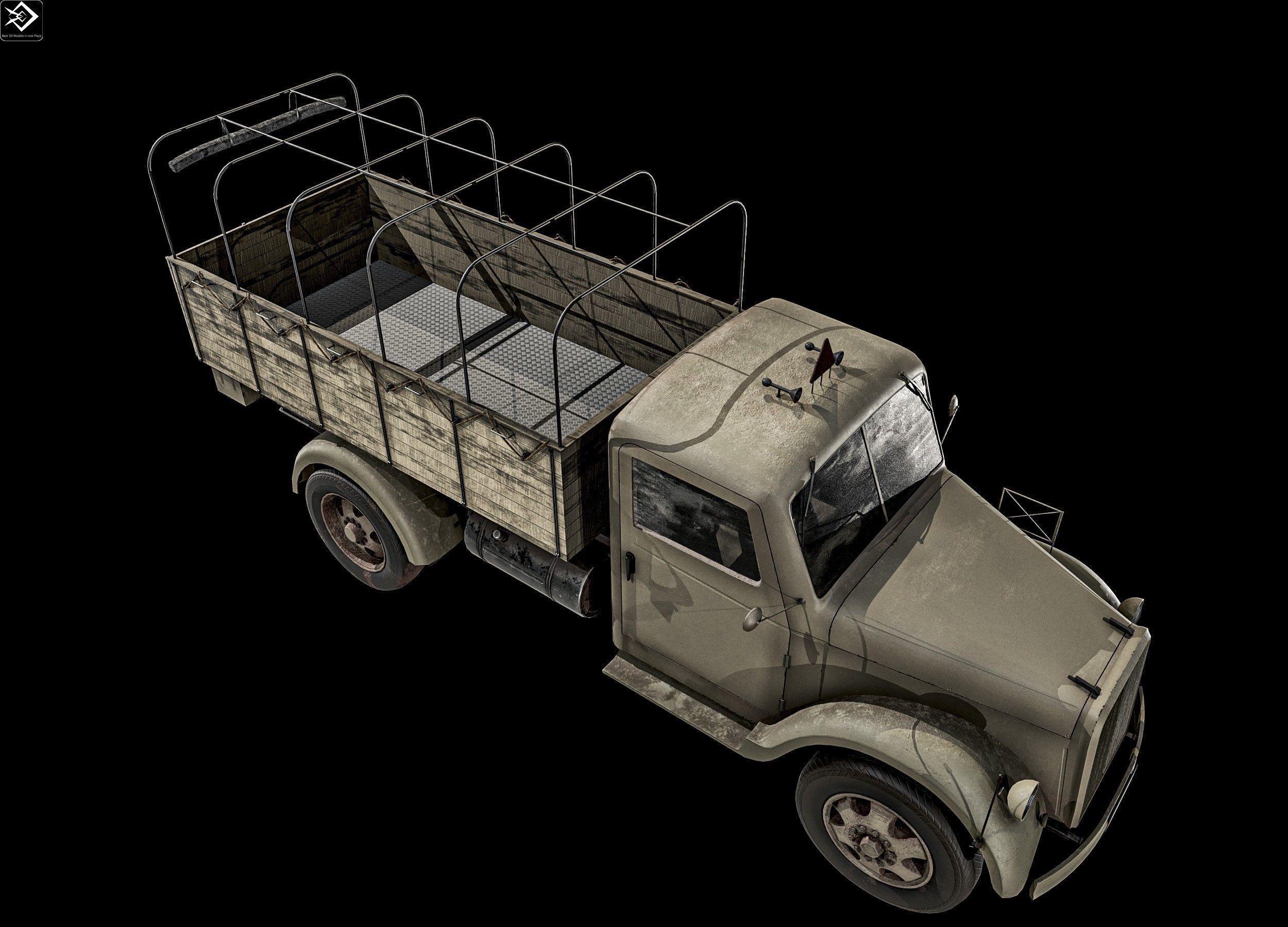 Old Transport Truck  Low-poly 3D model_14