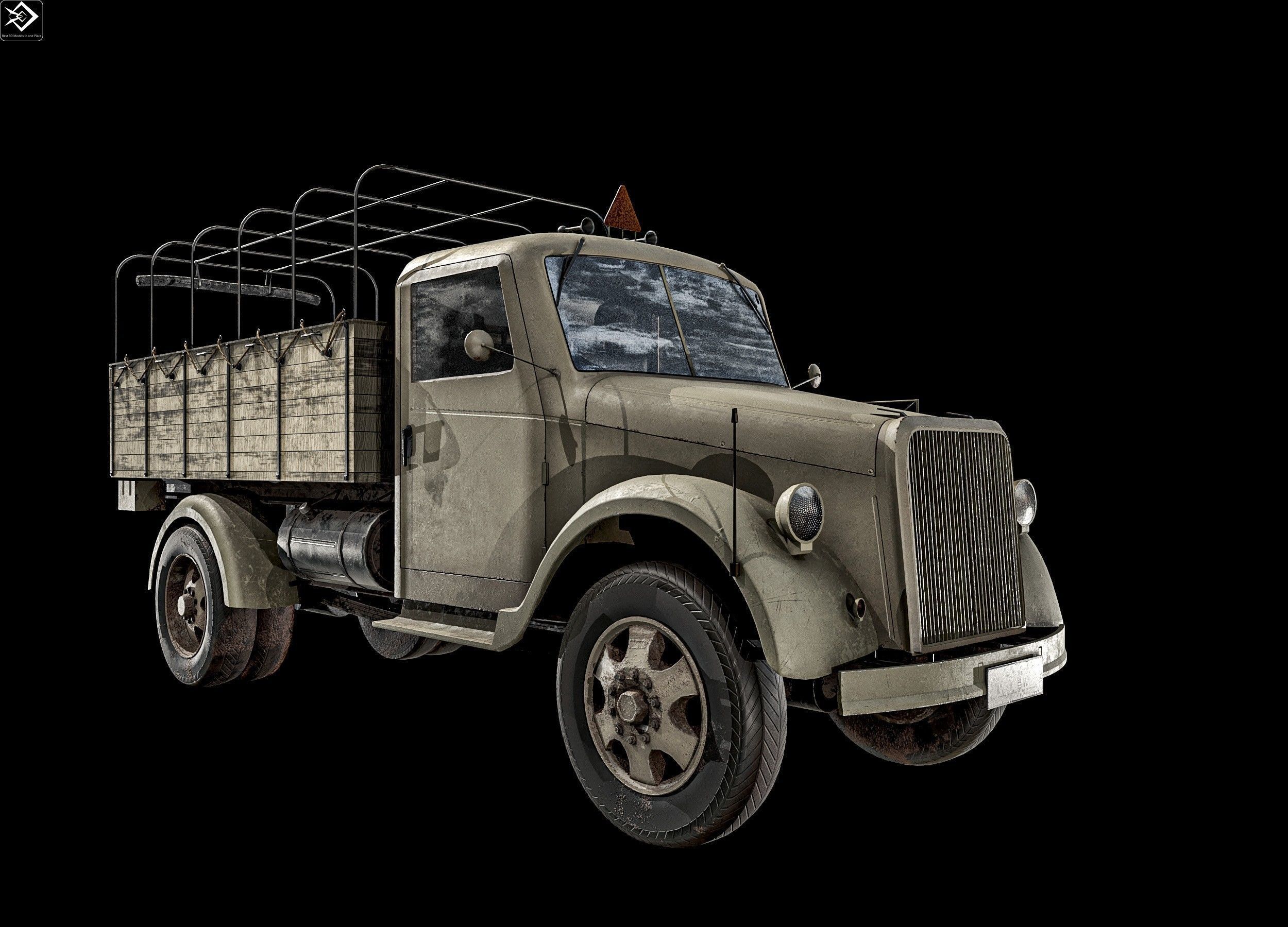 Old Transport Truck  Low-poly 3D model_2