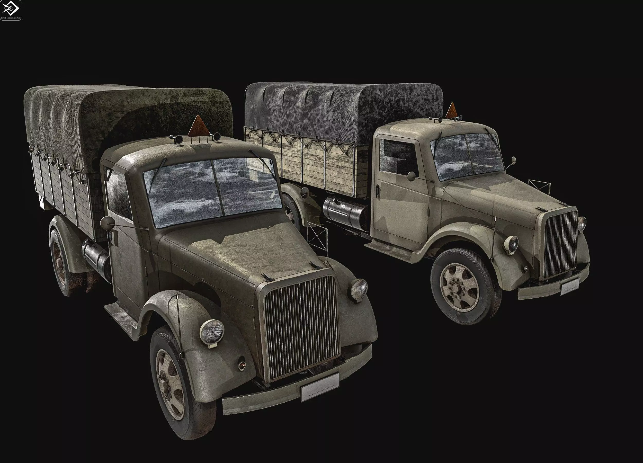 Old Transport Truck  Low-poly 3D model_0