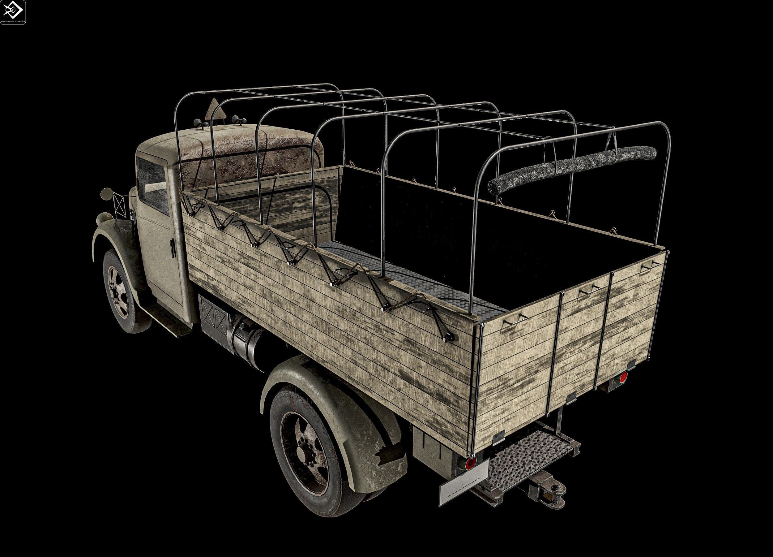 Old Transport Truck  Low-poly 3D model_15