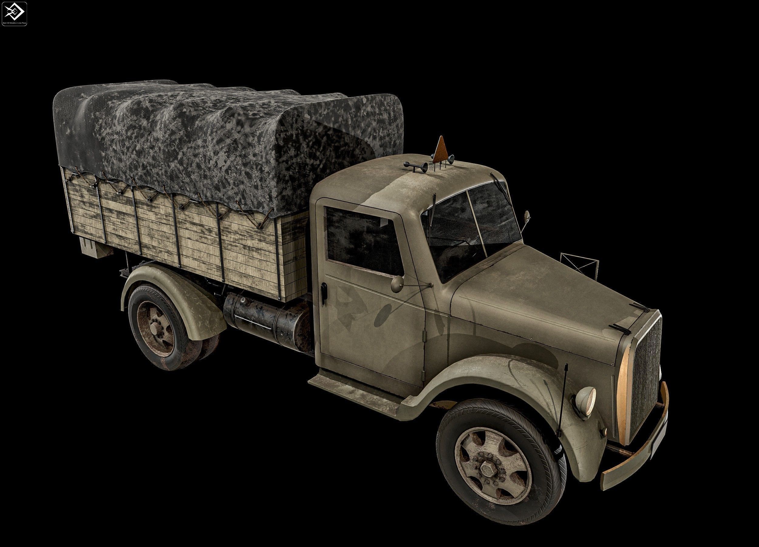 Old Transport Truck  Low-poly 3D model_5