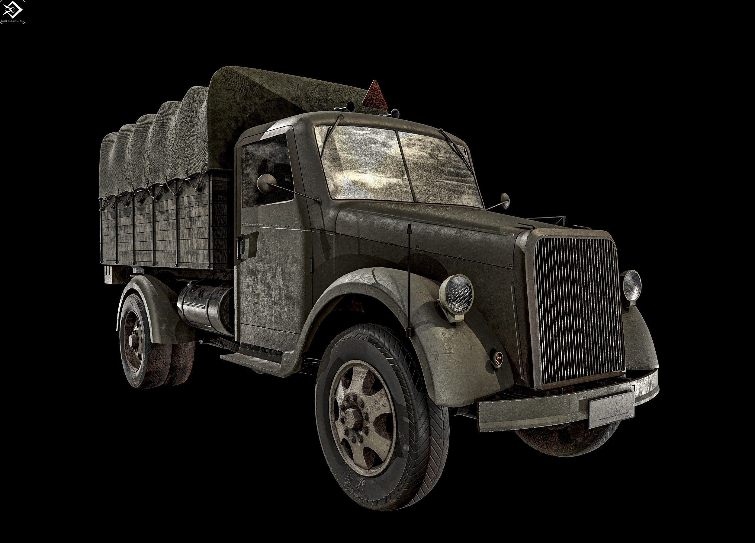 Old Transport Truck  Low-poly 3D model_3