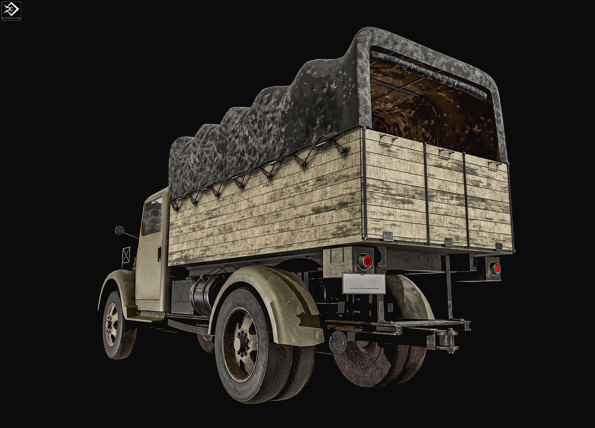 Old Transport Truck  Low-poly 3D model_4