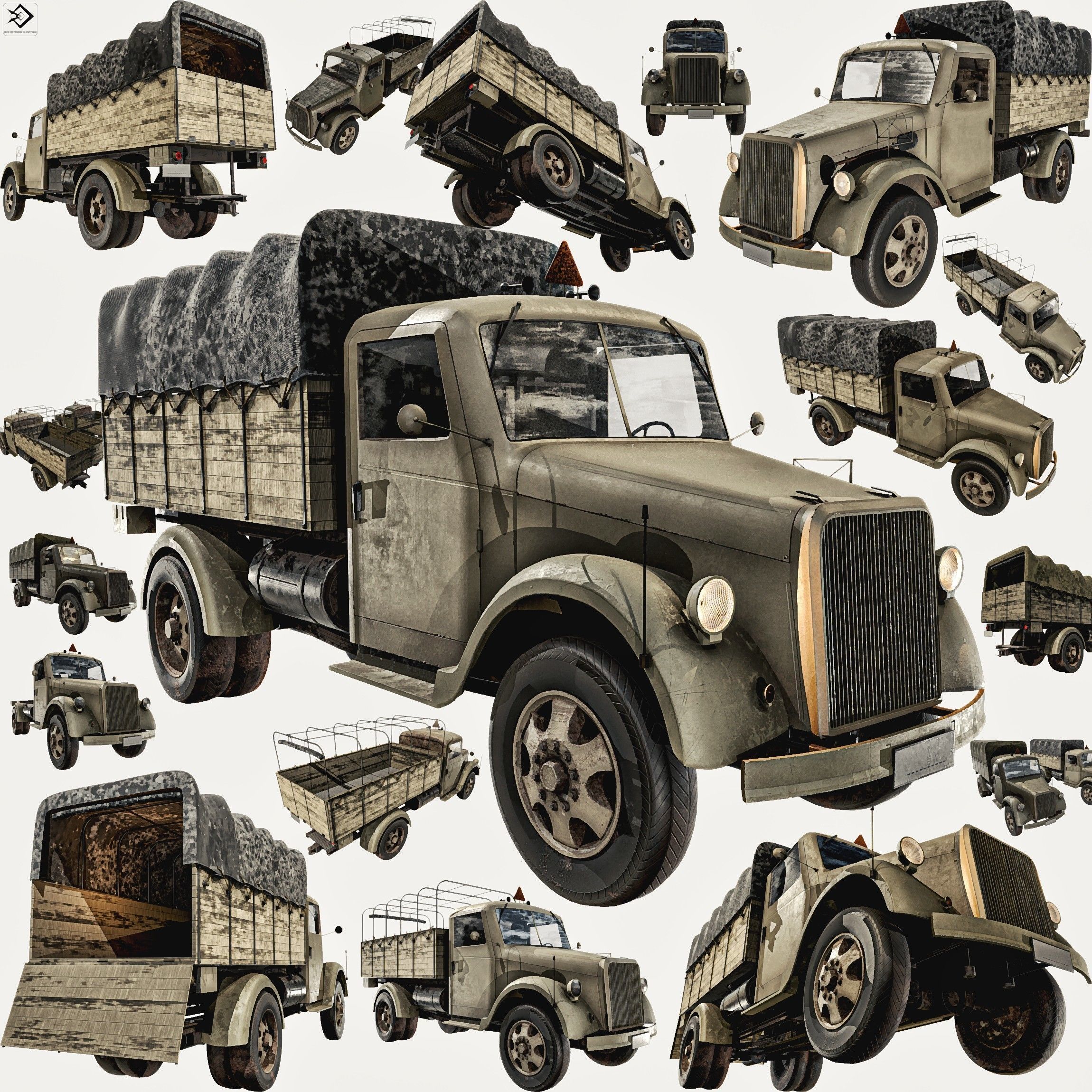 Old Transport Truck  Low-poly 3D model_1