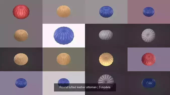 Round tufted leather ottoman