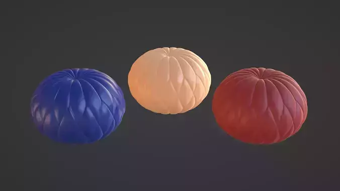 Round tufted leather ottoman 3D Model Collection