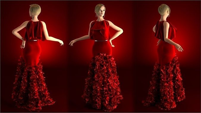 Evening Dress in 3DS Max - Marvelous Designer and clo3d No - 20  3D model