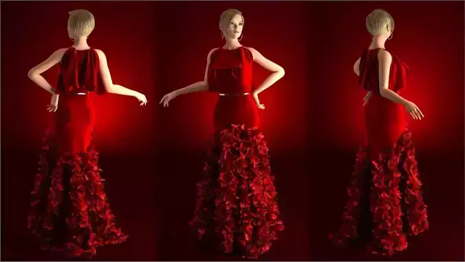 Evening Dress in 3DS Max - Marvelous Designer and clo3d No - 20 