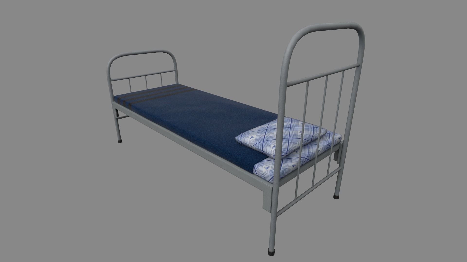 Army bed Low-poly 3D model_1