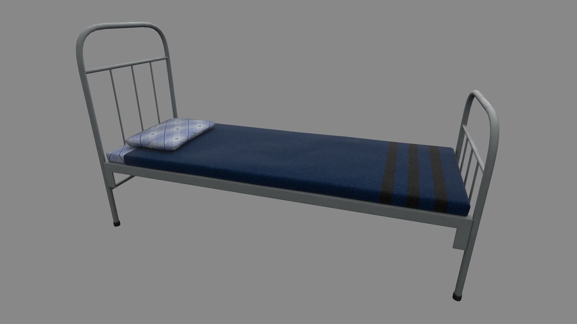 Army bed Low-poly 3D model_6