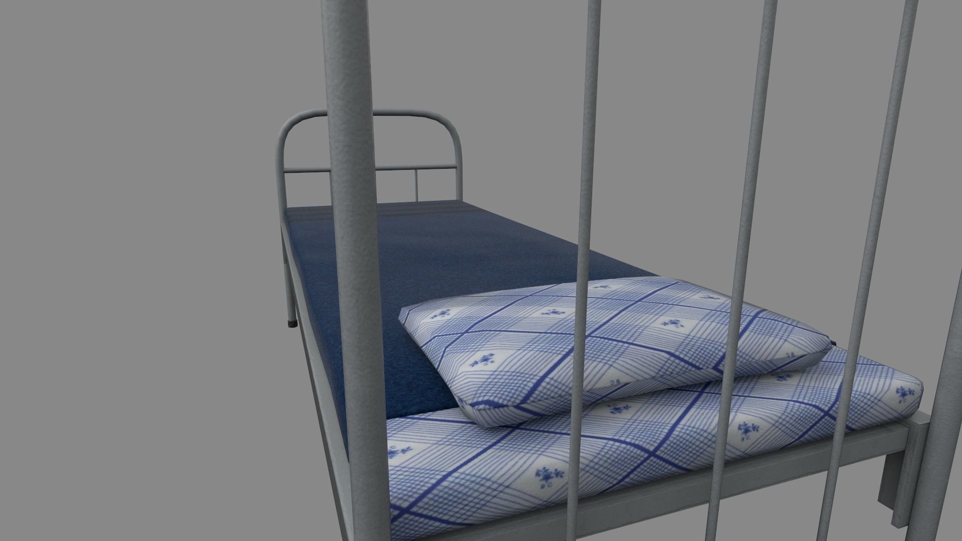 Army bed Low-poly 3D model_2