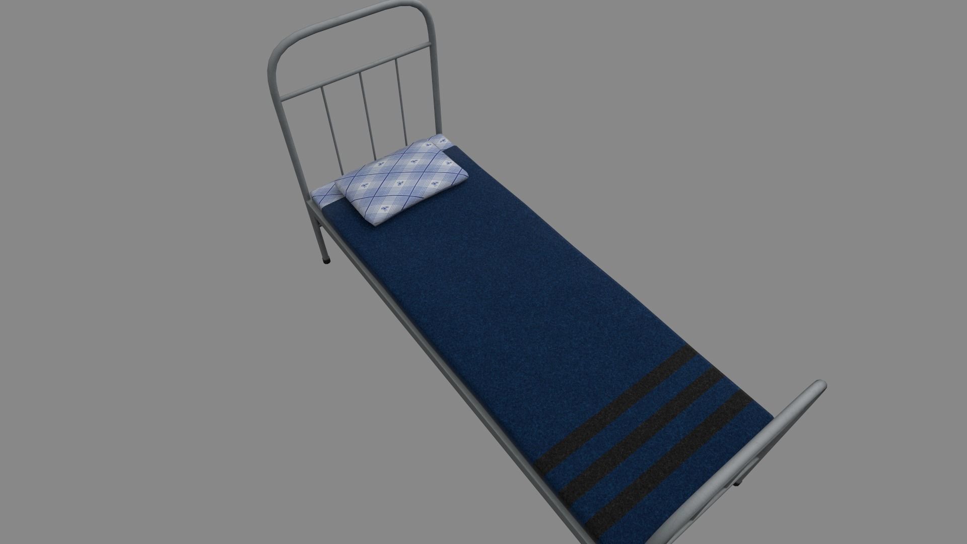 Army bed Low-poly 3D model_3