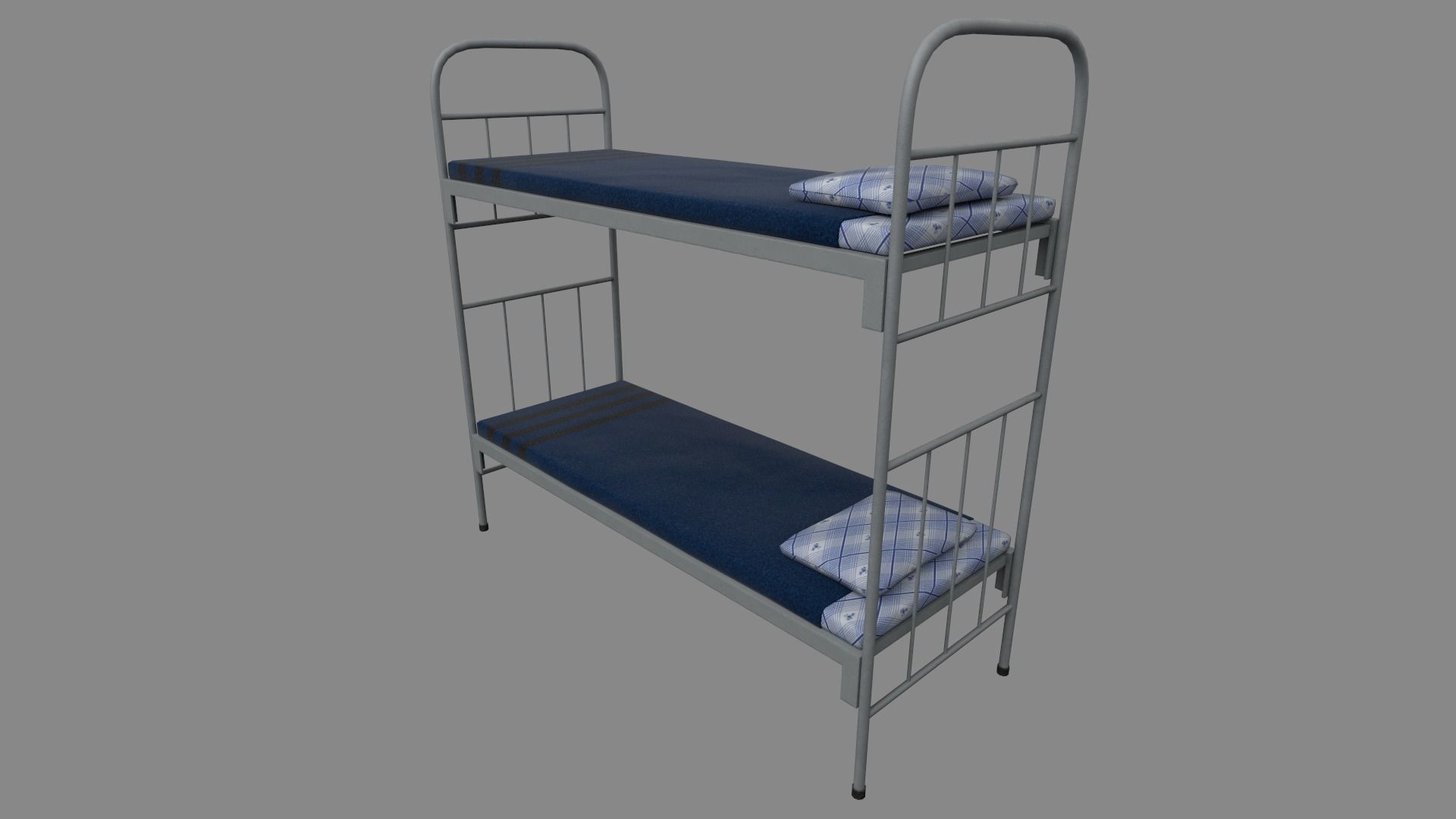 Army bed Low-poly 3D model_2